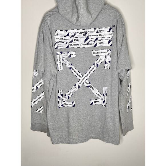 Off White 2013 Airport Tape Double Layered Tee Sweatshirt Melange Gray White L - Picture 8 of 15